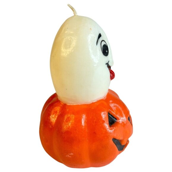 3 Vintage Halloween Candles Gurley Witch & Cauldron Ghost in Pumpkin Black Cat - Picture 6 of 12